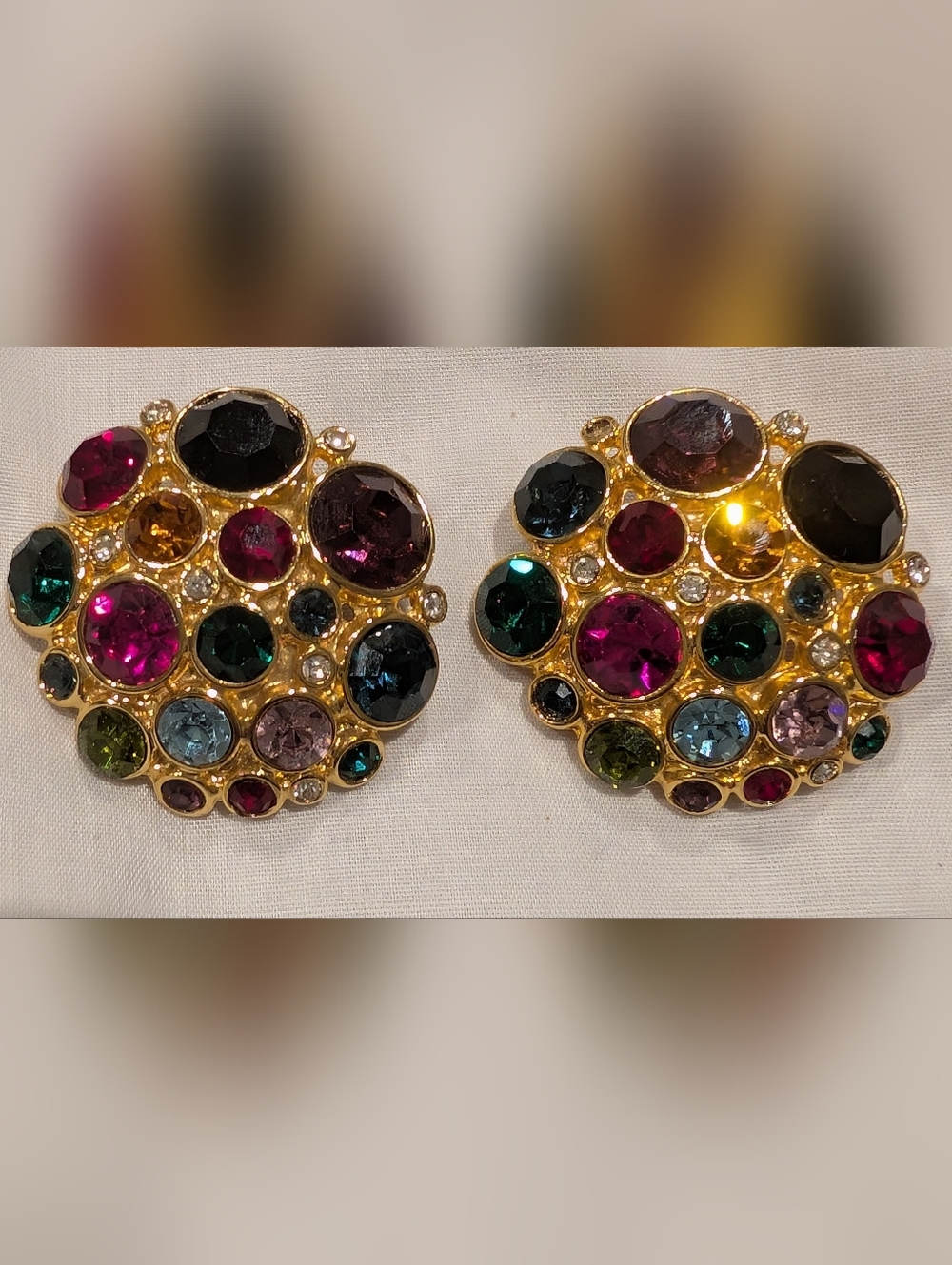Blanca Gold Multicolor Crystal Cluster Earrings - Women Jewelry